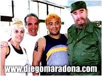 Maradona and Fidel posing together for a photograph