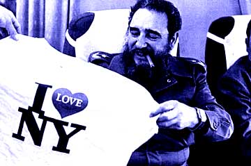 Fidel with a I Love NY t-shirt