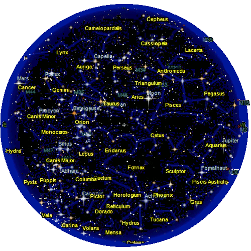 Carta del cielo su Nairobi, Kenya, la notte del 23 gennaio 2010. Clicca per visitarla su Sky Map Online