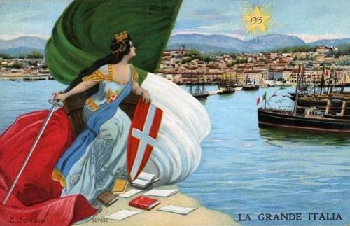 La grande Italia. Cartolina propagandistica su Trieste irredenta, 1915