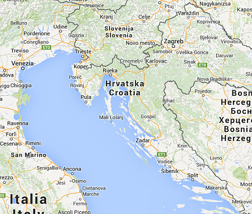 Il Nord-Est d'Italia e l'Adriatico orientale. Confini politici del 2014.