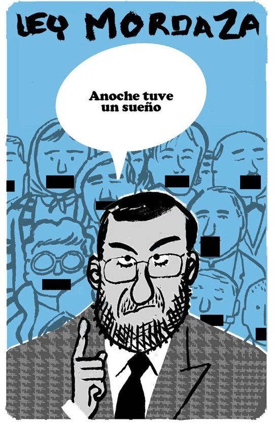  «I have a dream». Mariano Rajoy rilegge a suo modo Martin Luther King. Immagine realizzata dal Movimento de Liberación Grafica de Barcelona.