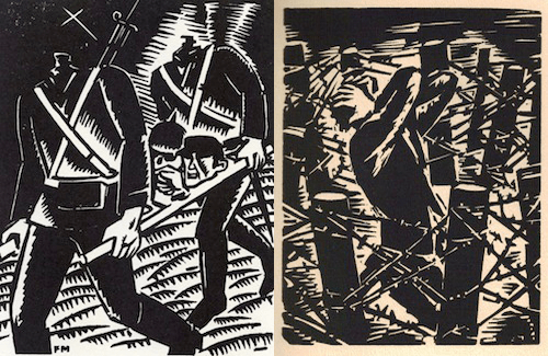 F. Masereel, Debout les morts - Résurrection Infernale, 1917 (a sx) e Notre temps, 1952 (a dx) 