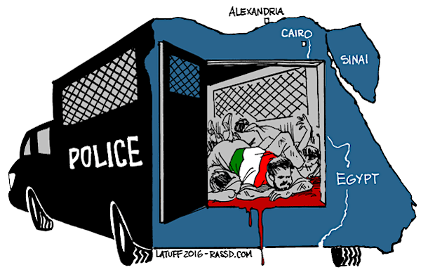 Vignetta di Carlos Latuff sul caso Regeni