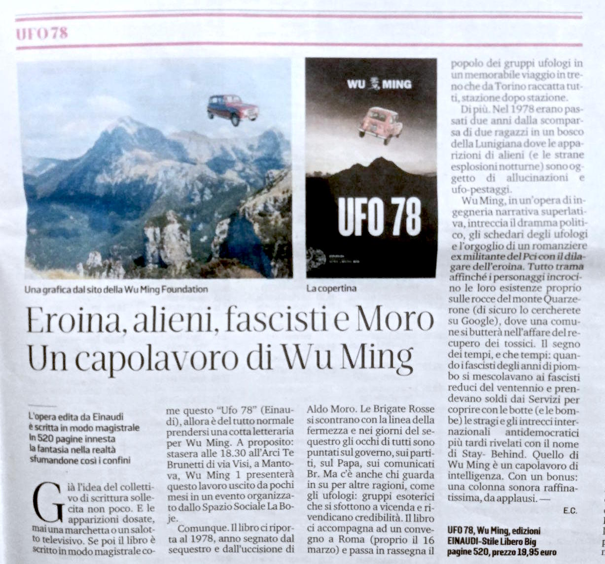 Ufo 78 recensito sulla Gazzetta di Mantova