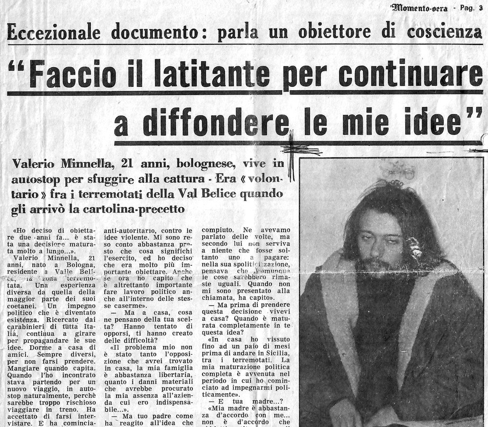 Valerio Minnella intervistato su Momento Sera nel 1971