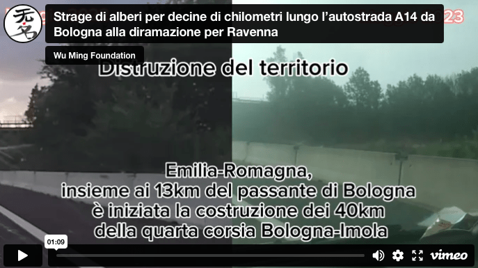 Oltre al Passante, i lavori per l’allargamento dell’A14 verso Imola, migliaia di alberi abbattuti