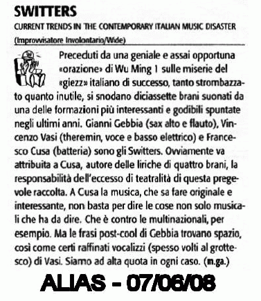 Su Alias ci nominano solo i giornalisti musicali, quelli letterari ci ammazzerebbero con le loro mani :-)