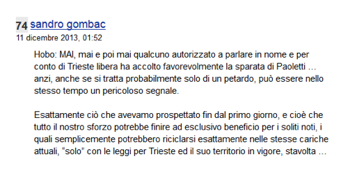 Siamo alle solite, Gombac smentisce Trieste Libera Impresa dicendo che MTL non crede alle dichiarazioni di Paolettii