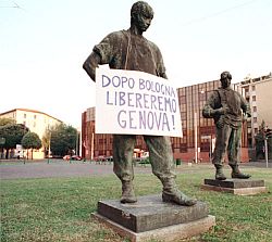 The Return of the Partisans. The Night of the Talking Statues, Bologna, 20 June 2001. Click to enlarge