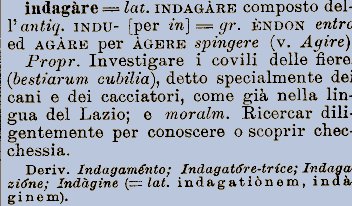 Etimologia della parola Indagare